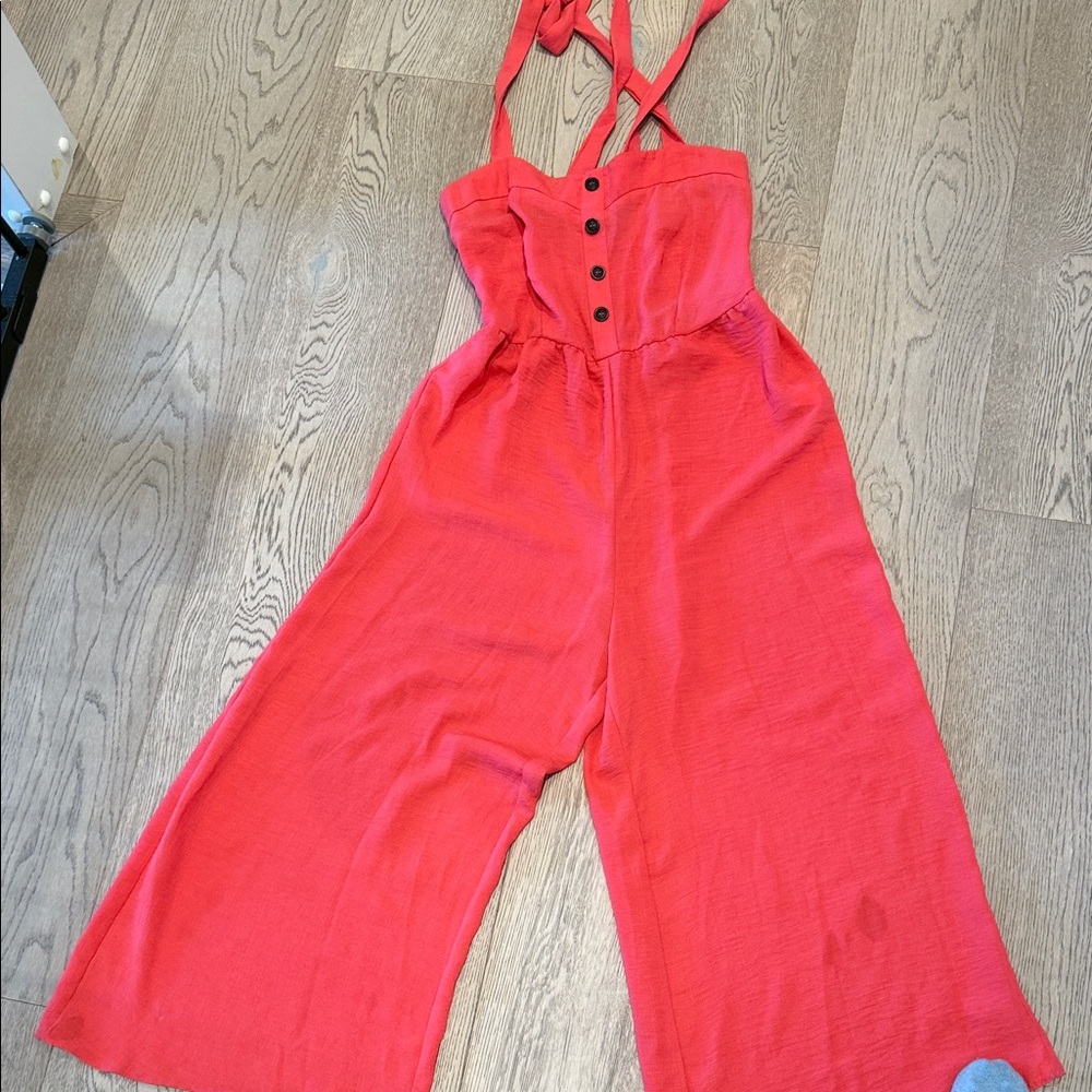 Primark Coral Button-Front Jumpsuit